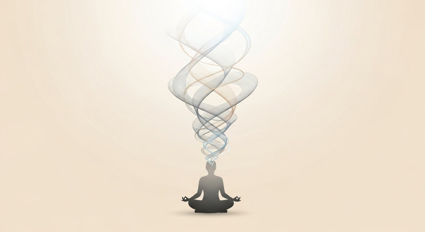 Representação visual de como os pensamentos acelerados podem ser acalmados por meio de técnicas psicológicas e estratégias de regulação emocional.